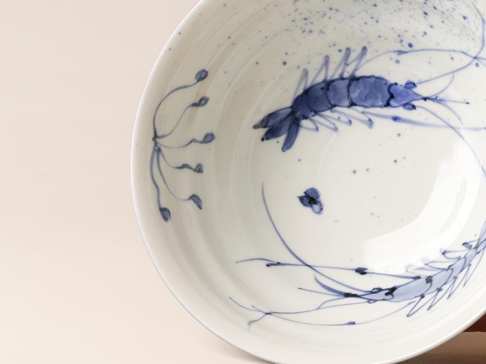 デッドストック 染付地絵中鉢 有田焼