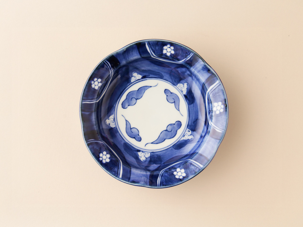 デッドストック 染付 桜 五方割 雲絵 中皿 有田焼