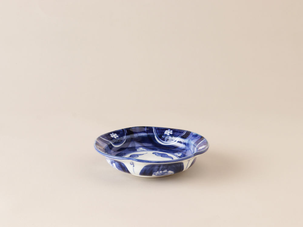 デッドストック 染付 桜 五方割 雲絵 中皿 有田焼