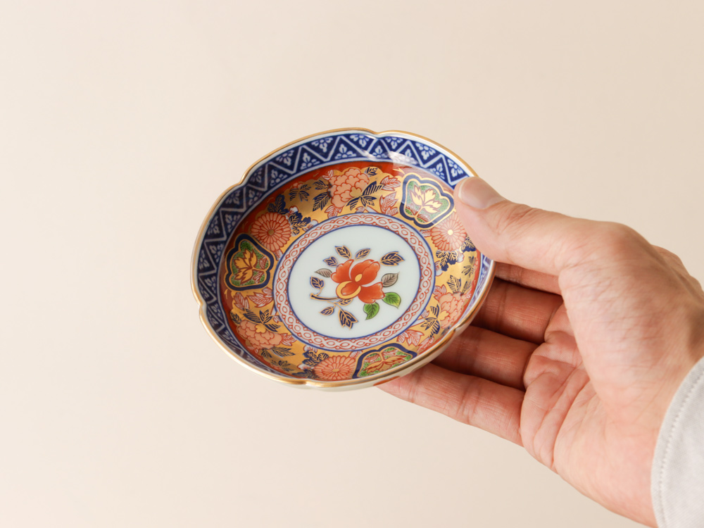 デッドストック 金彩 花唐草 輪花小皿 有田焼