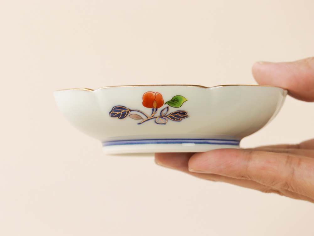 デッドストック 金彩 花唐草 輪花小皿 有田焼