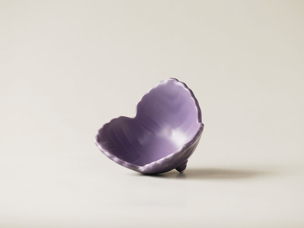 デッドストック 紫 三つ葉 鉢 有田焼