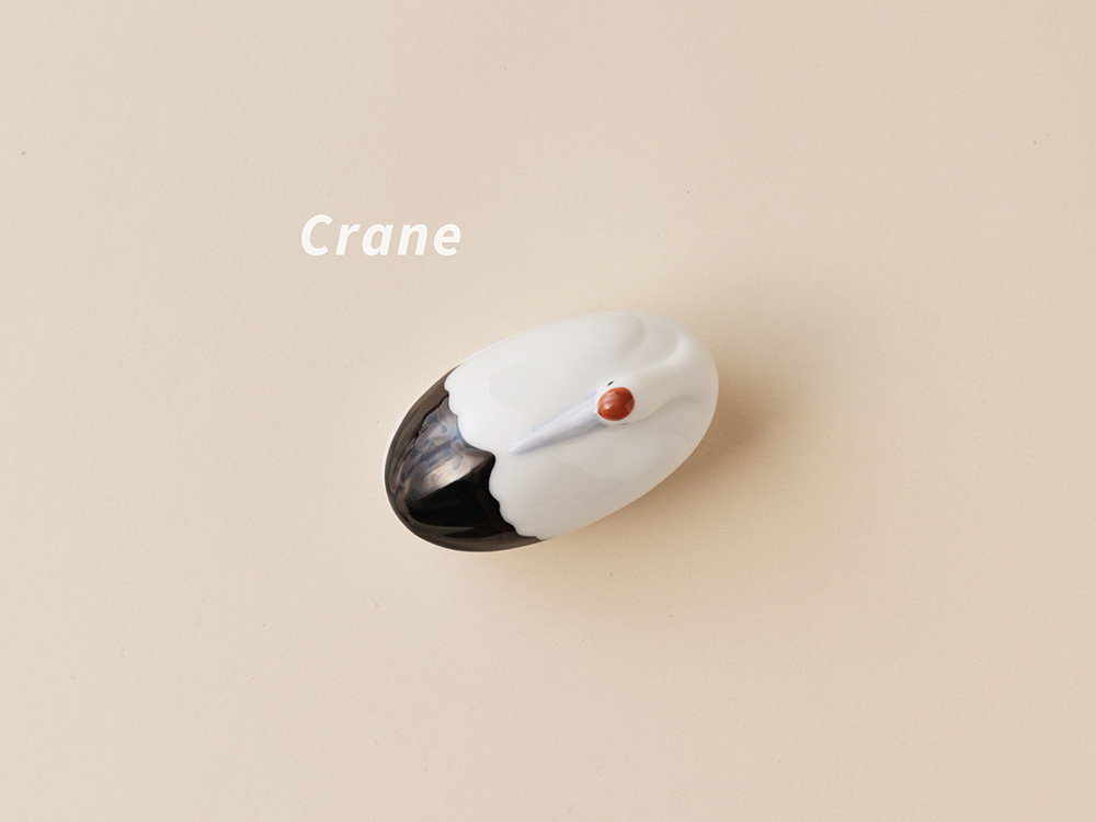 豆蓋物 (亀/鶴) 白マット金 9cm 有田焼(j.R) — 佐賀有田