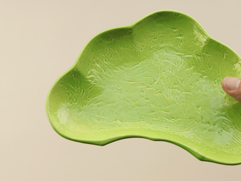 デッドストック 緑釉 松型皿 有田焼