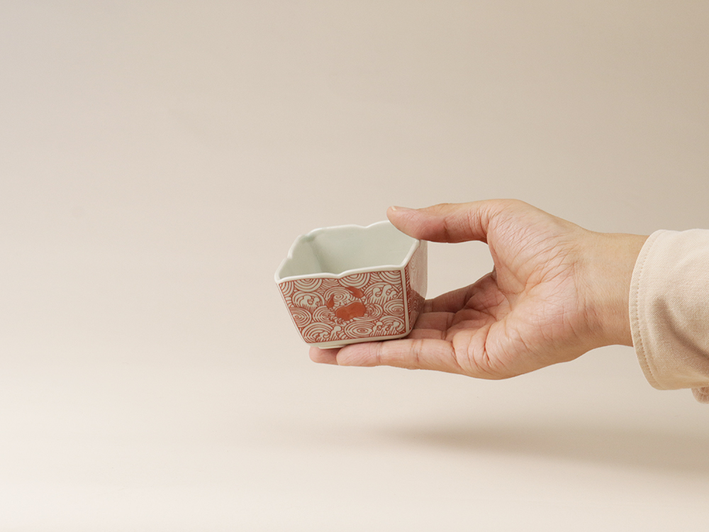 デッドストック 荒波にもまれる蟹 角小鉢 有田焼