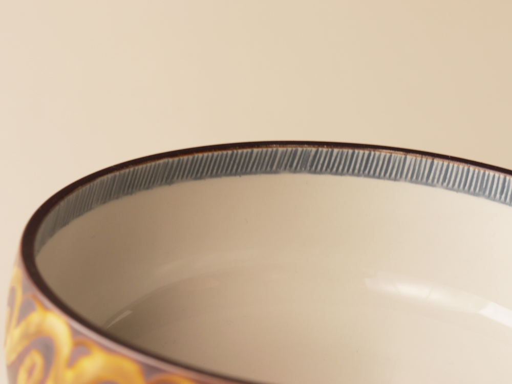 デッドストック スリップウェア 茶うず巻 鉢 大 有田焼