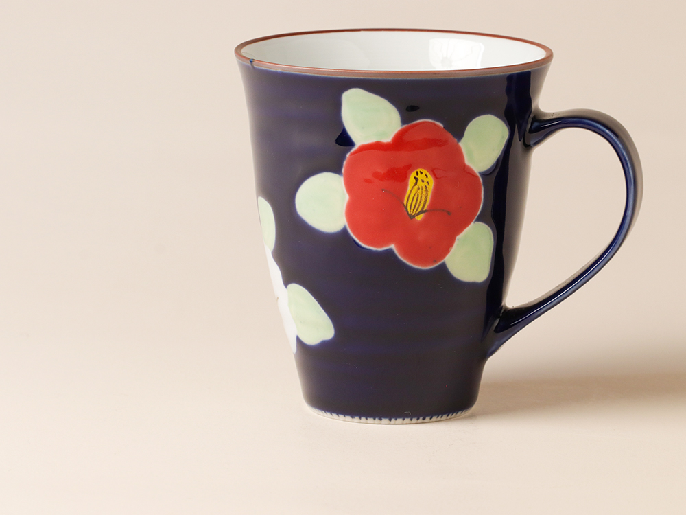釉彩 椿 マグカップ 波佐見焼