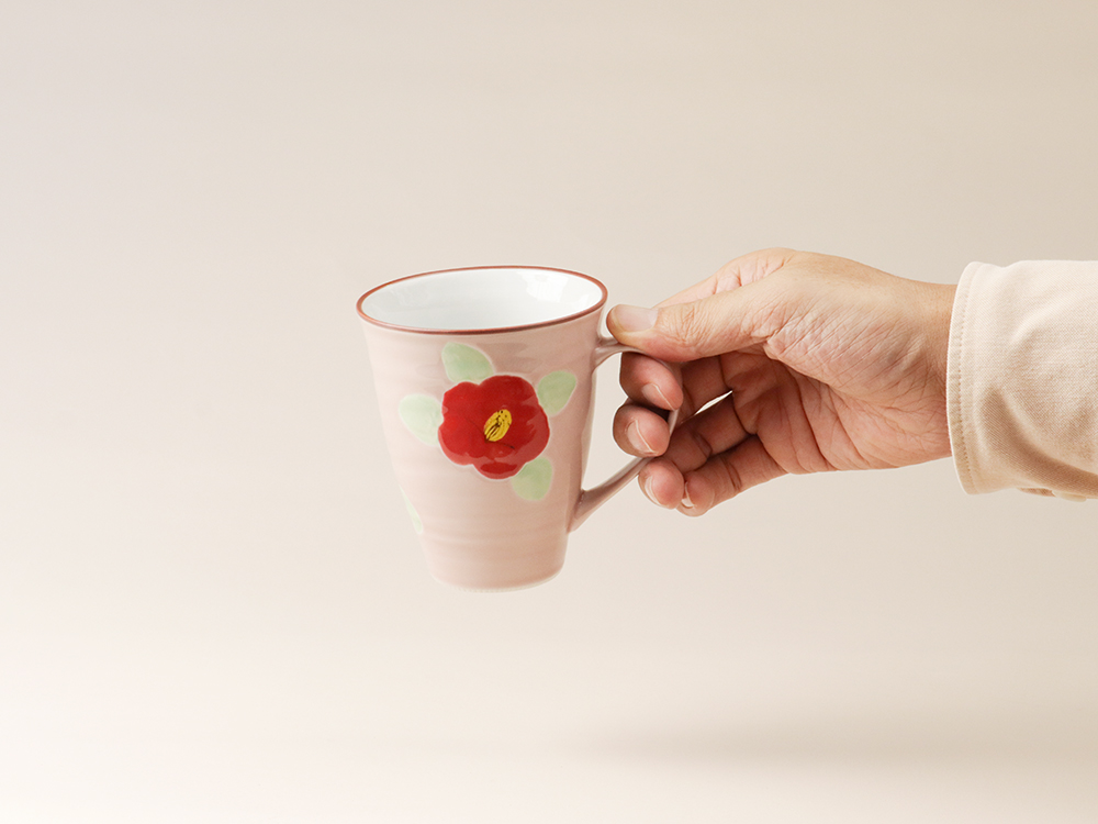 釉彩 椿 マグカップ 波佐見焼