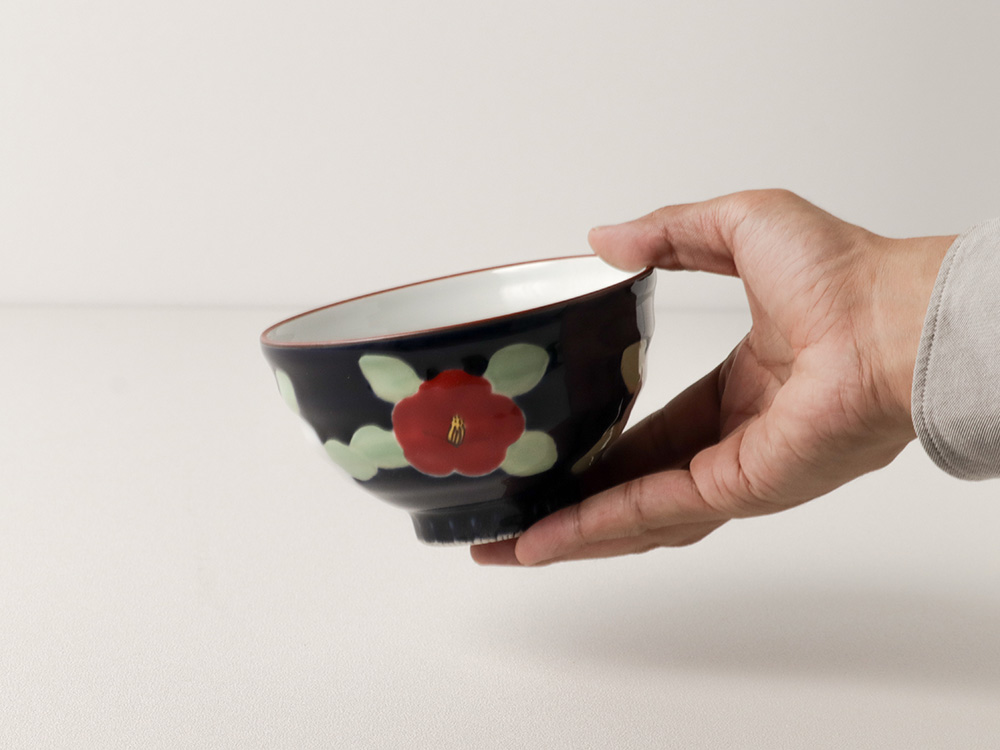 釉彩 椿 お茶碗 大・小 波佐見焼