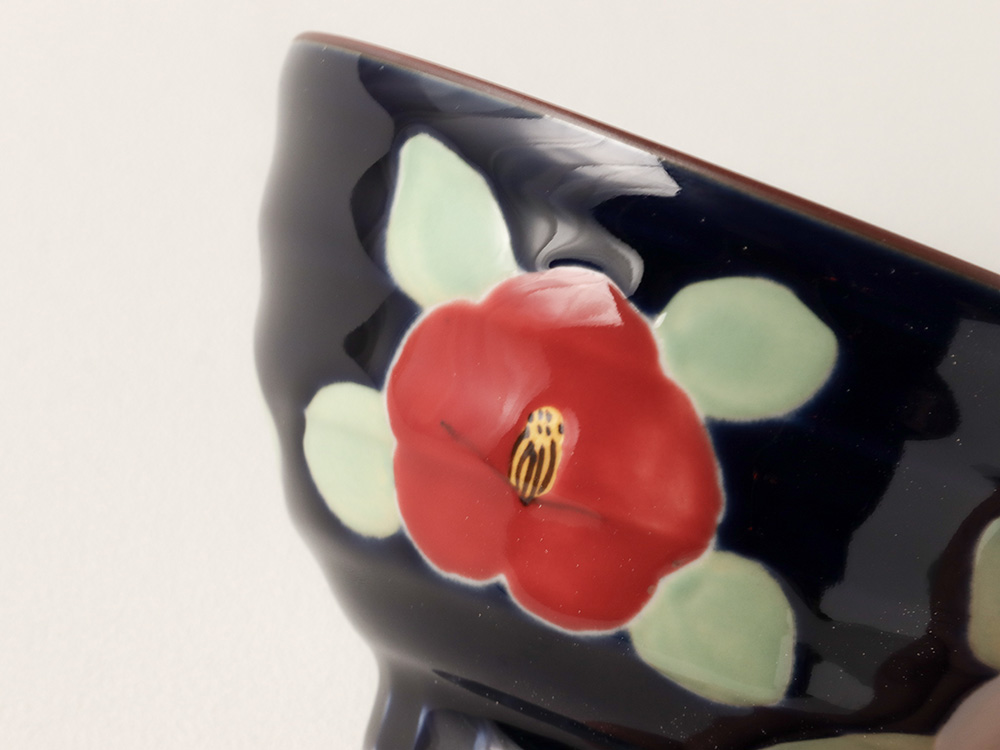 釉彩 椿 お茶碗 大・小 波佐見焼