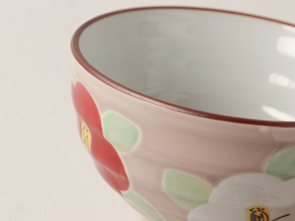 釉彩 椿 お茶碗 大・小 波佐見焼