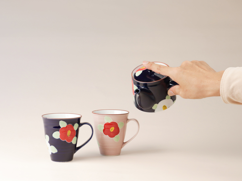 釉彩 椿 急須 波佐見焼