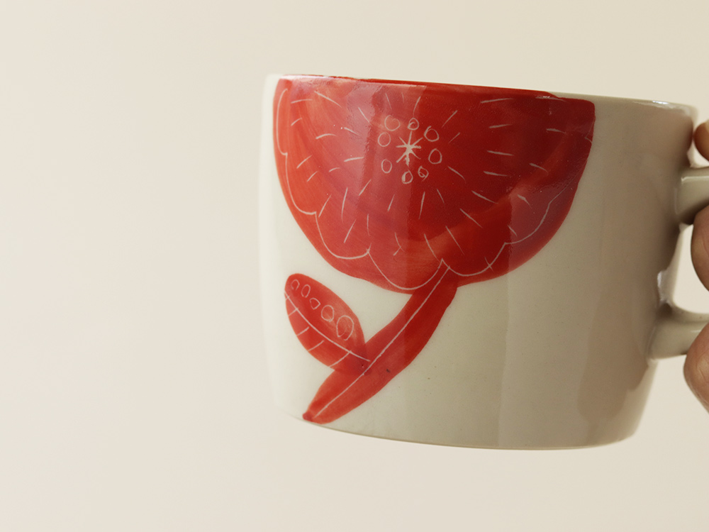 掻き落とし フラワー マグカップ 波佐見焼