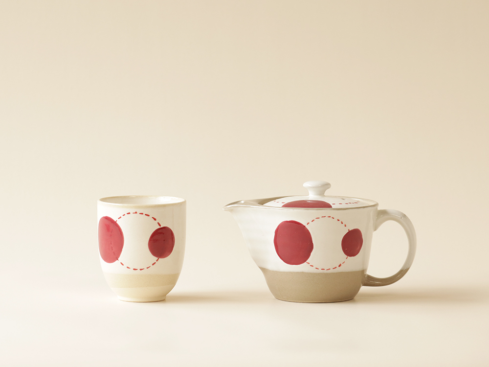 ステッチ丸紋 ポット 波佐見焼