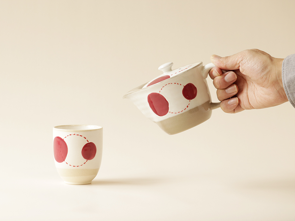 ステッチ丸紋 ポット 波佐見焼