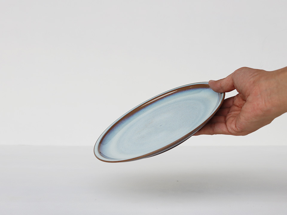 窯変 リム皿 ライトブルー 波佐見焼